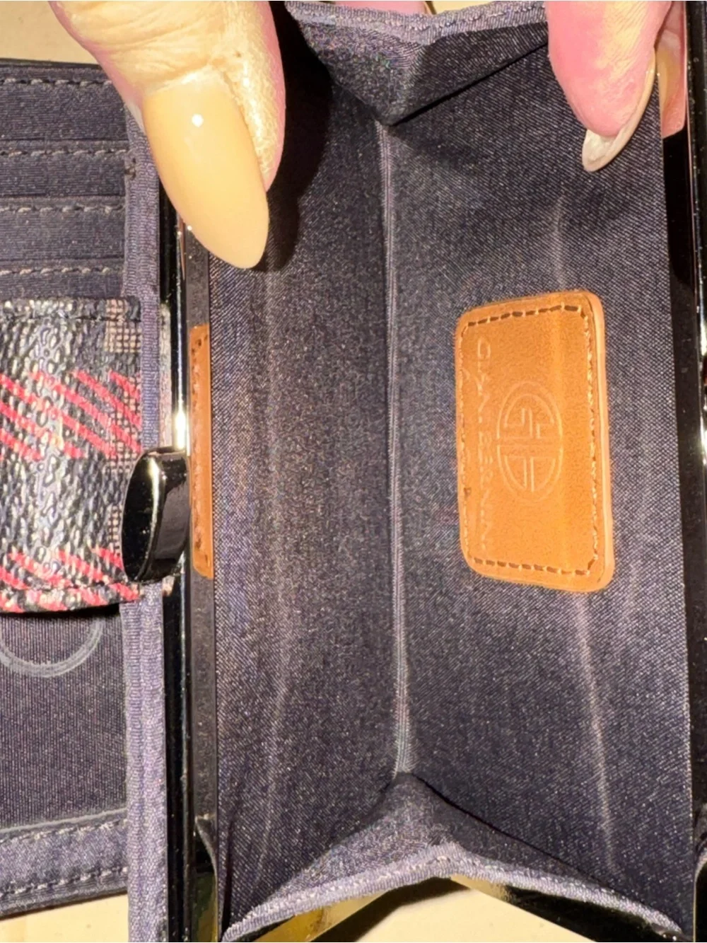 Giani Bernini Red and Black Plaid Kiss Lock Wallet